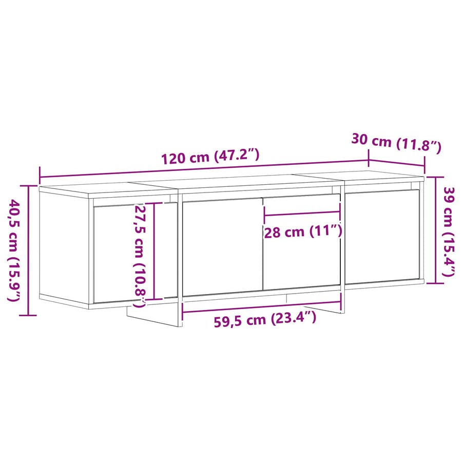 Tv Kast Zwart Eiken 120X30X40,5 Cm Gemaakt Van Hout