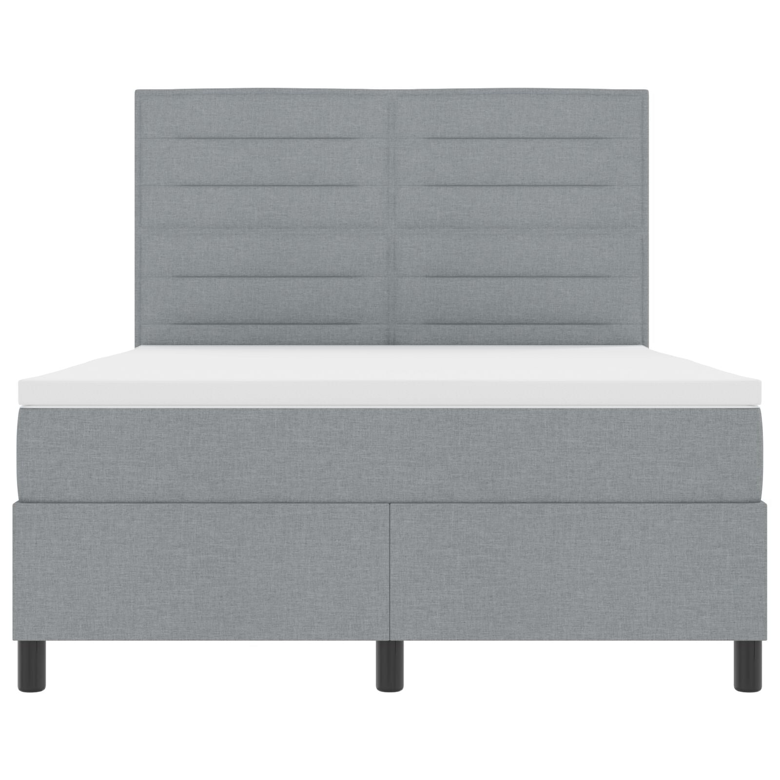 Boxspring Bed Met Matras Stof Lichtgrijs 140 x 190 cm Lijnen ontwerp