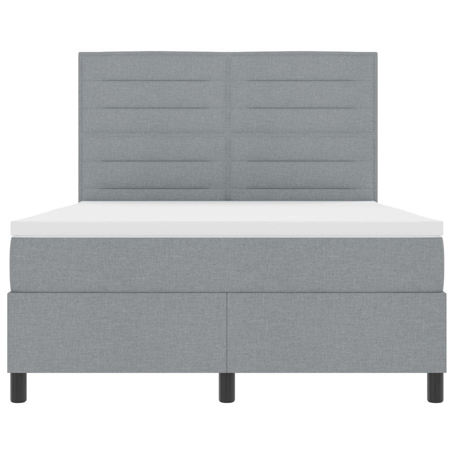 Boxspring Bed Met Matras Stof Lichtgrijs 140 x 190 cm Lijnen ontwerp