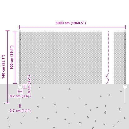 Hekpalen 11 Stuks U-Kanaal Groen 100 Cm Staal,  Zeshoekig Hek Groen 1X50 M Staal