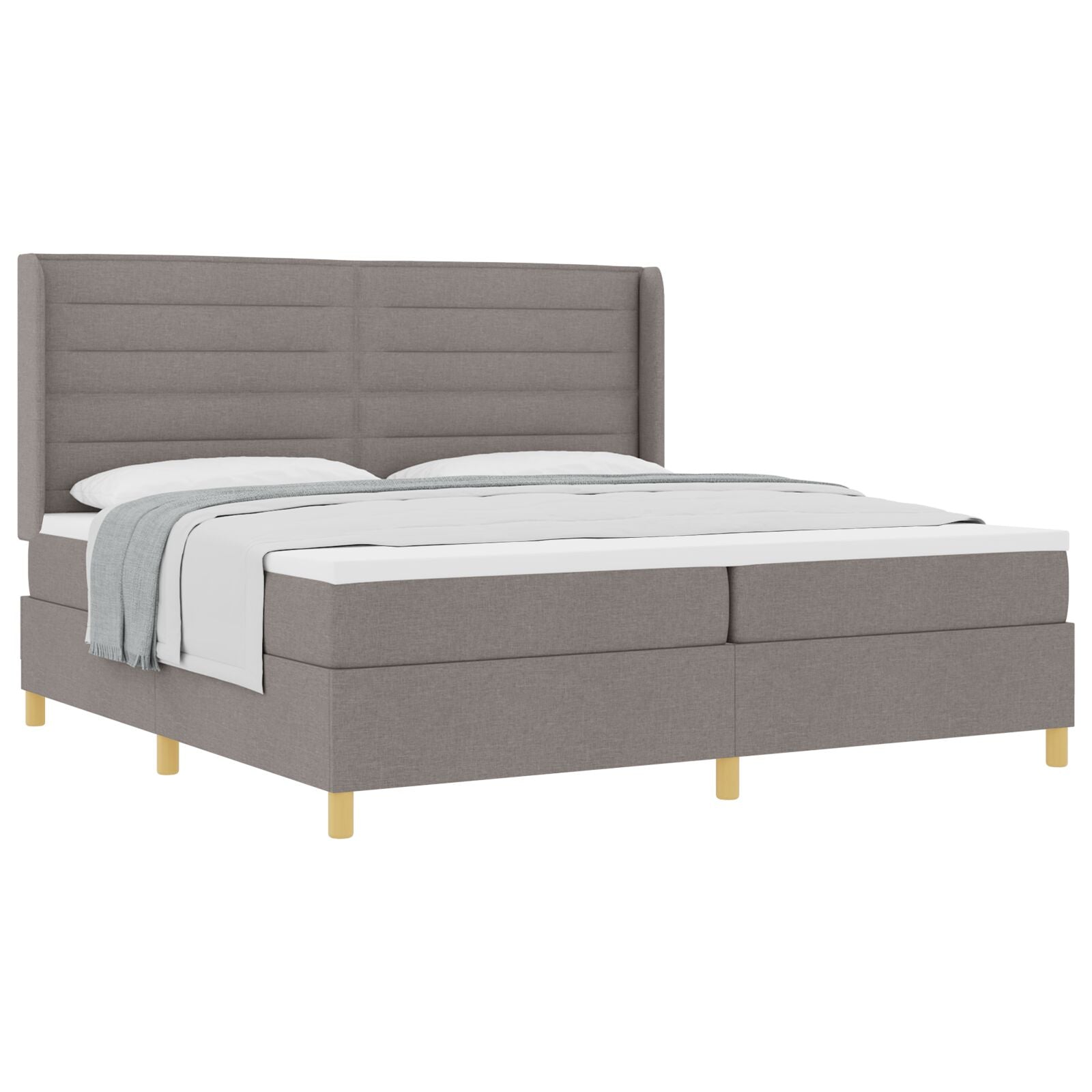 Boxspring Bed Met Matras Taupe 200X200 Cm Stof Blauw