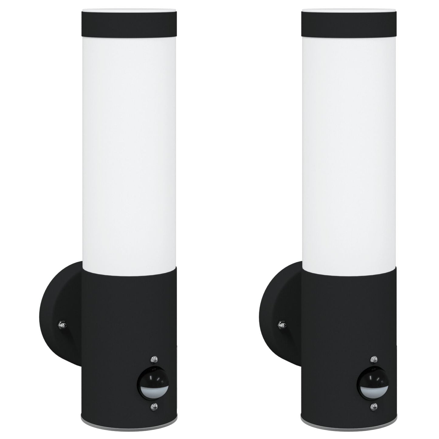 Buitenwandlampen 2 Stuks Rvs Ip44 Zwart met sensor