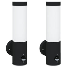 Buitenwandlampen 2 Stuks Rvs Ip44 Zwart met sensor