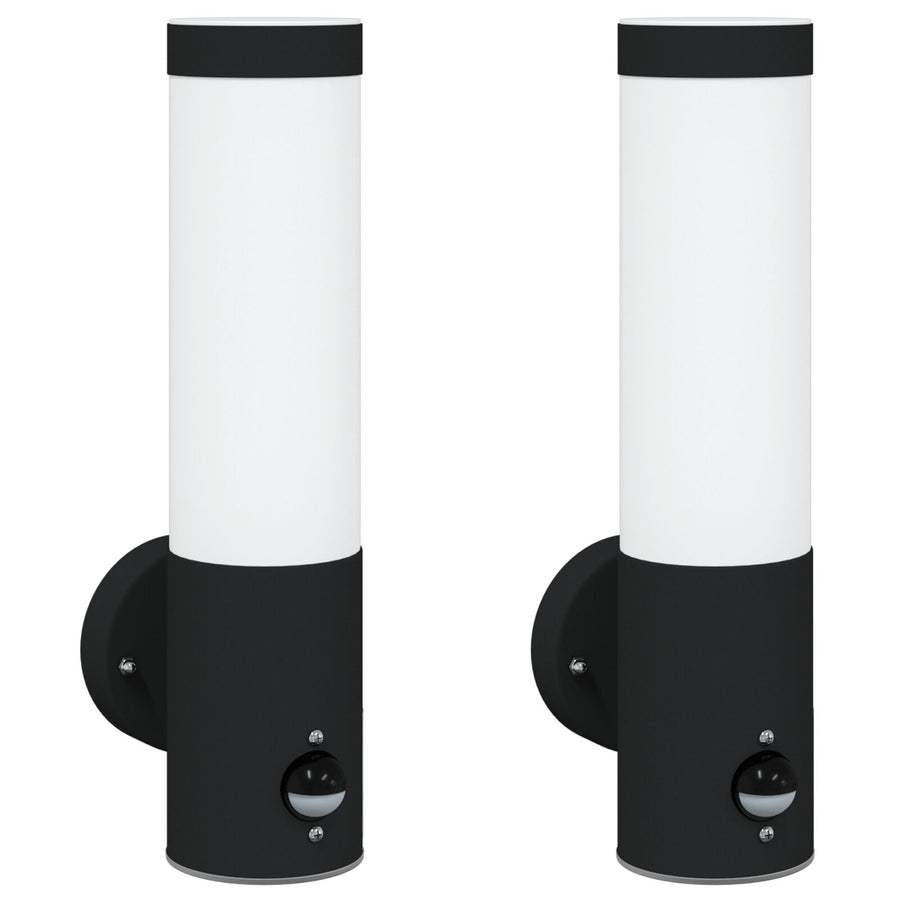 Buitenwandlampen 2 Stuks Rvs Ip44 Zwart met sensor