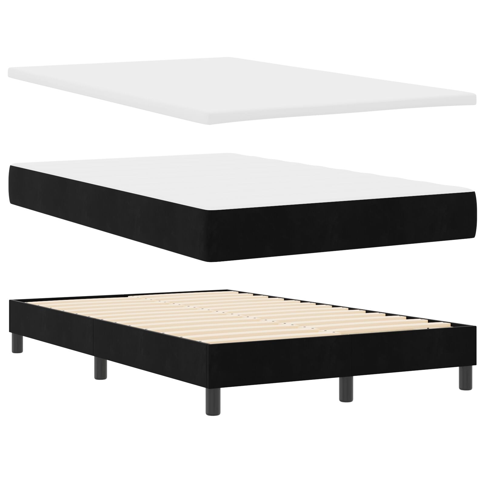 Boxspringbed Met Matras Zwart 120X200 Cm Velvet Blauw