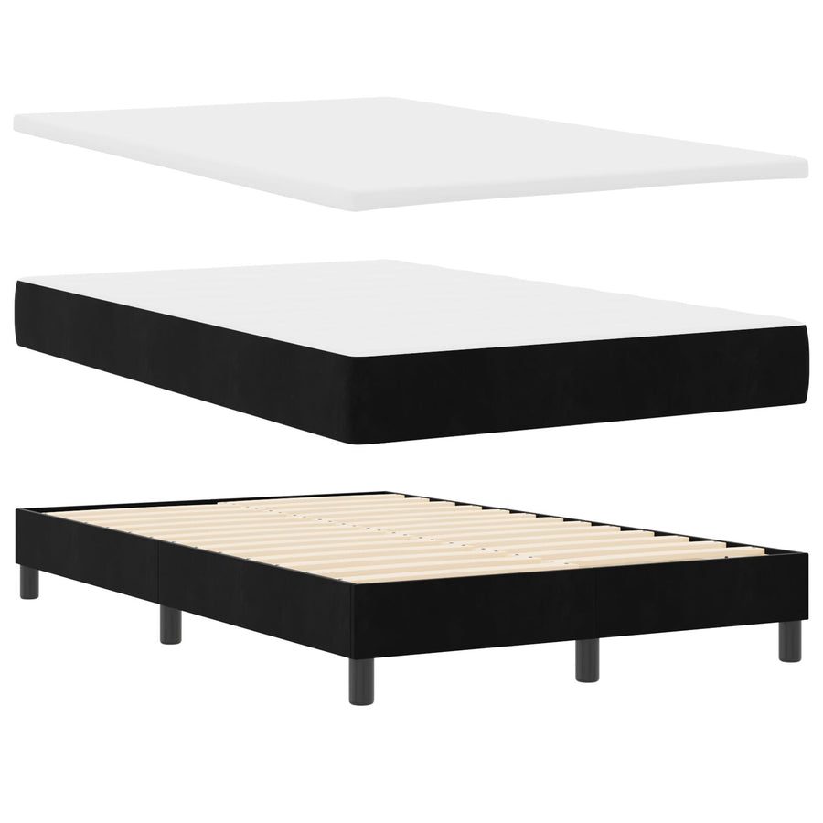 Boxspringbed Met Matras Zwart 120X200 Cm Velvet Blauw
