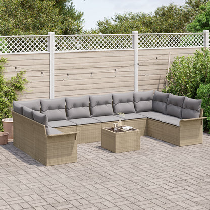 11-Delige Tuin Sofa Set Met Kussens Zwarte Poly Rattan