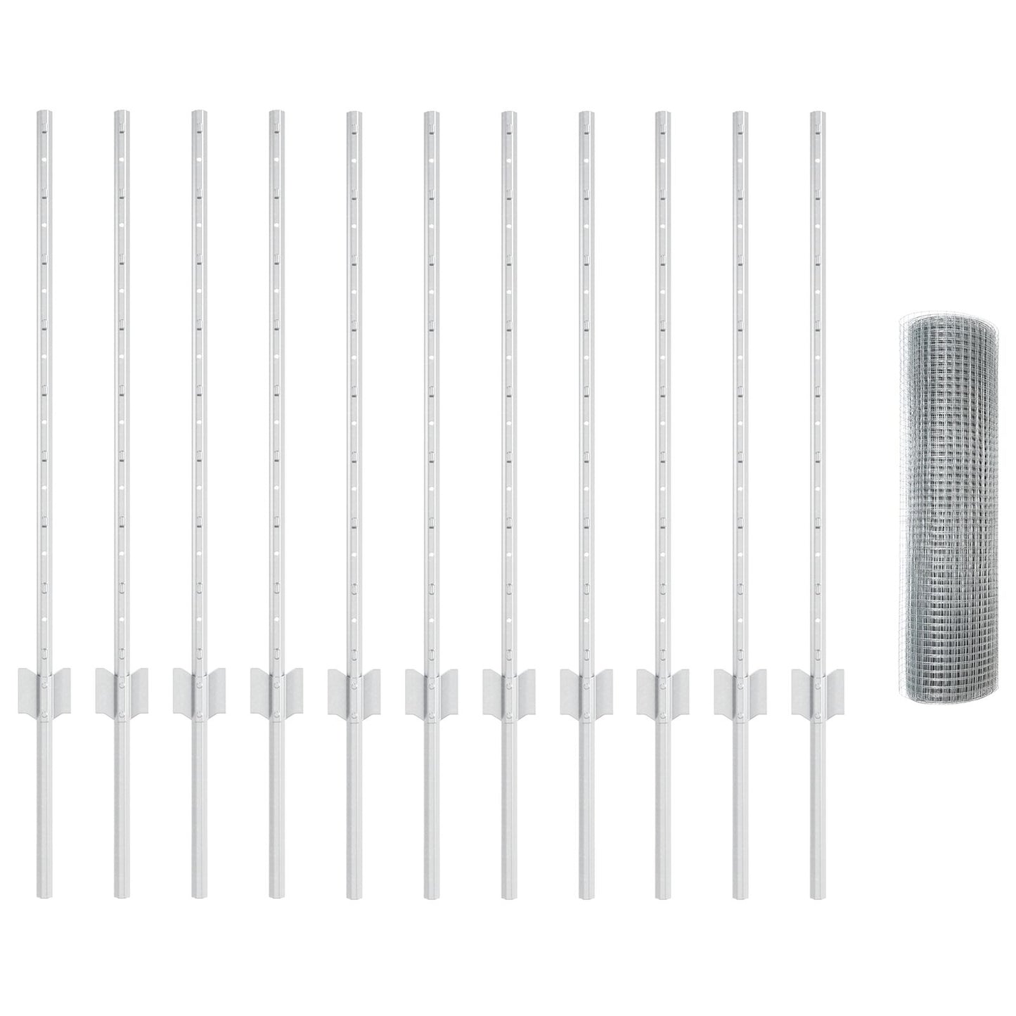 Gelaste Draad Omheining met 11 U-palen Zilver 0.8x25 m Staal