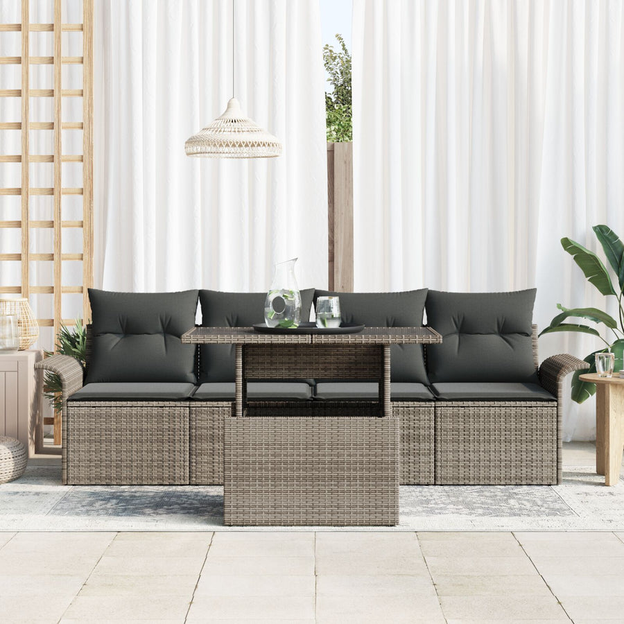 Tuin Sofa Set Set Van 4 Grijs Riet