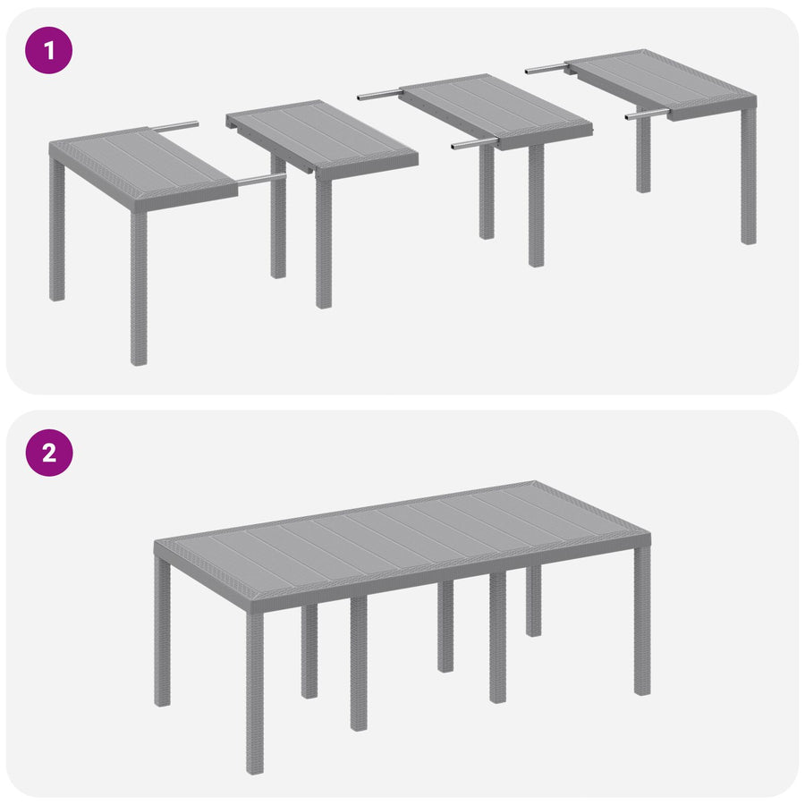 7-Delige Tuin Eettafel Set Met Kussens Licht Grijze Poly Rattan