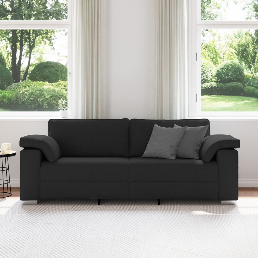 3-Zitsbank Stof Zwart 178 cm