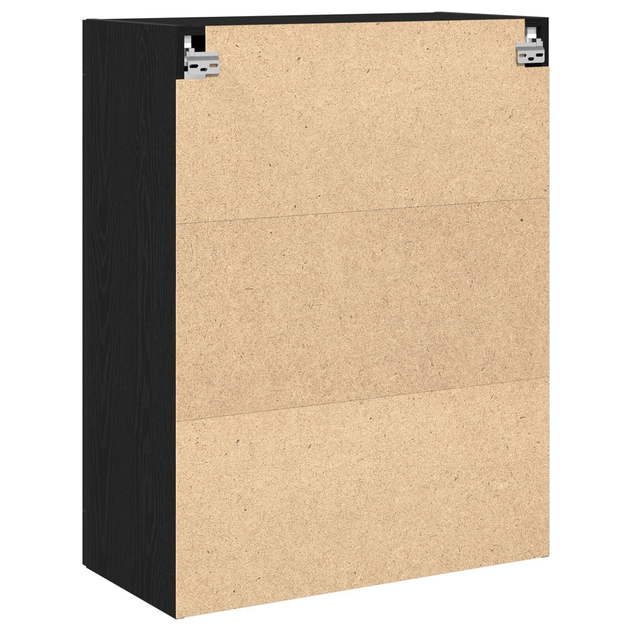 Wandkast Met Glazen Deuren Zwart Eiken 69.5X34X90 Cm