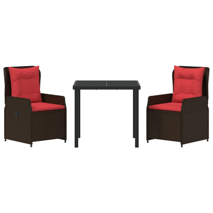 3-Delige Tuin Eettafelset Bruin Poly Rattan