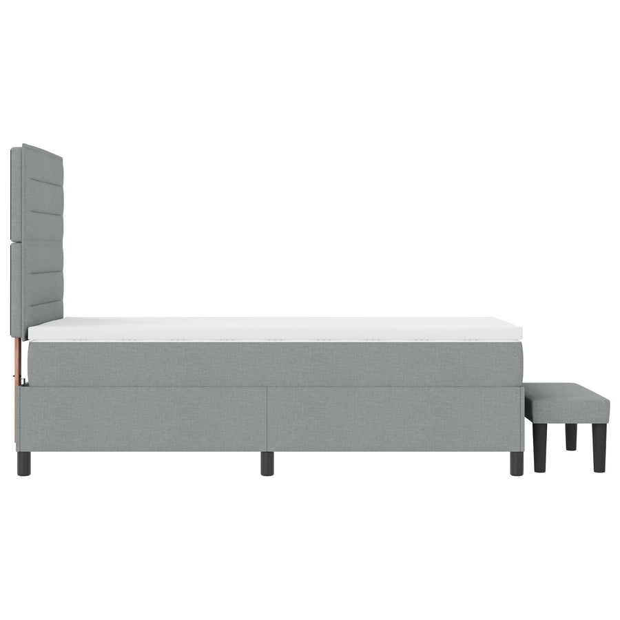 Boxspringbed Met Matras & Bank Stof Lichtgrijs 80 x 200 cm Lijnen ontwerp