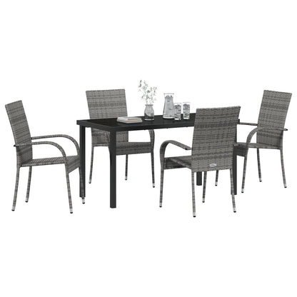 5-Delige Tuindining Set Grijs Poly Rattan