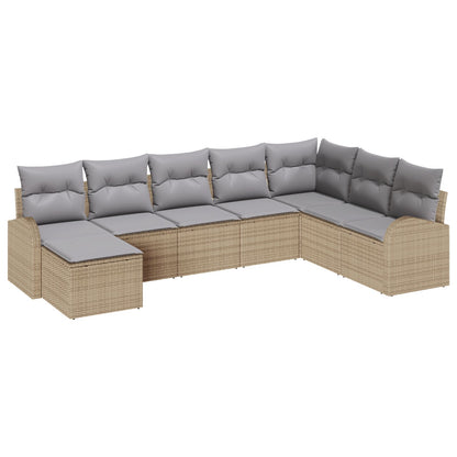 Tuinsofa Set Set Van 8 Beige Rattan En Stof Tuinsofa Set