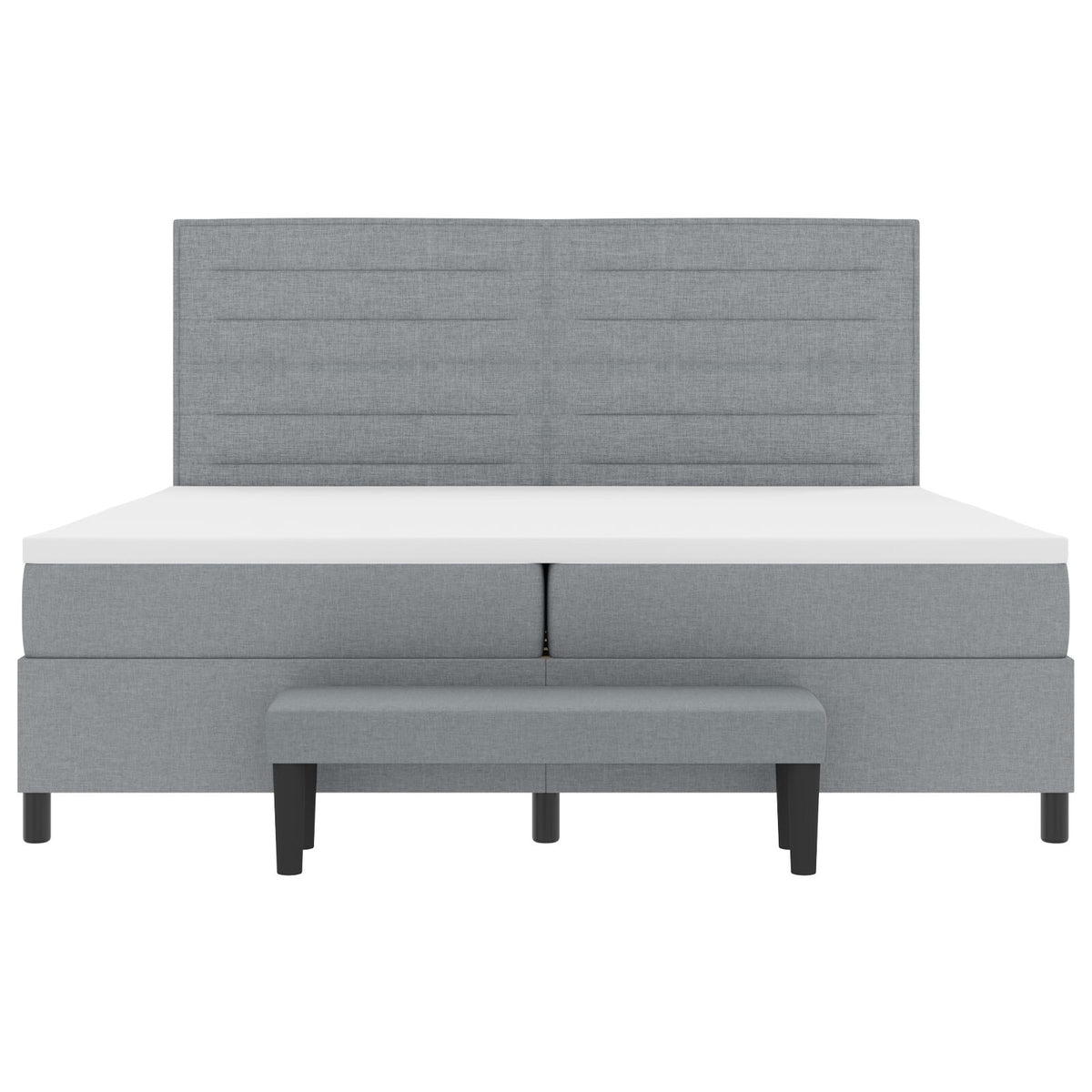 Boxspring Bed Met Matras & Bank Stof Lichtgrijs 200 x 200 cm Lijnen ontwerp