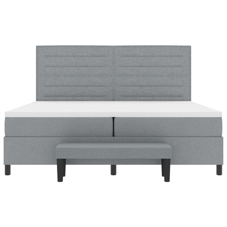 Boxspring Bed Met Matras & Bank Stof Lichtgrijs 200 x 200 cm Lijnen ontwerp