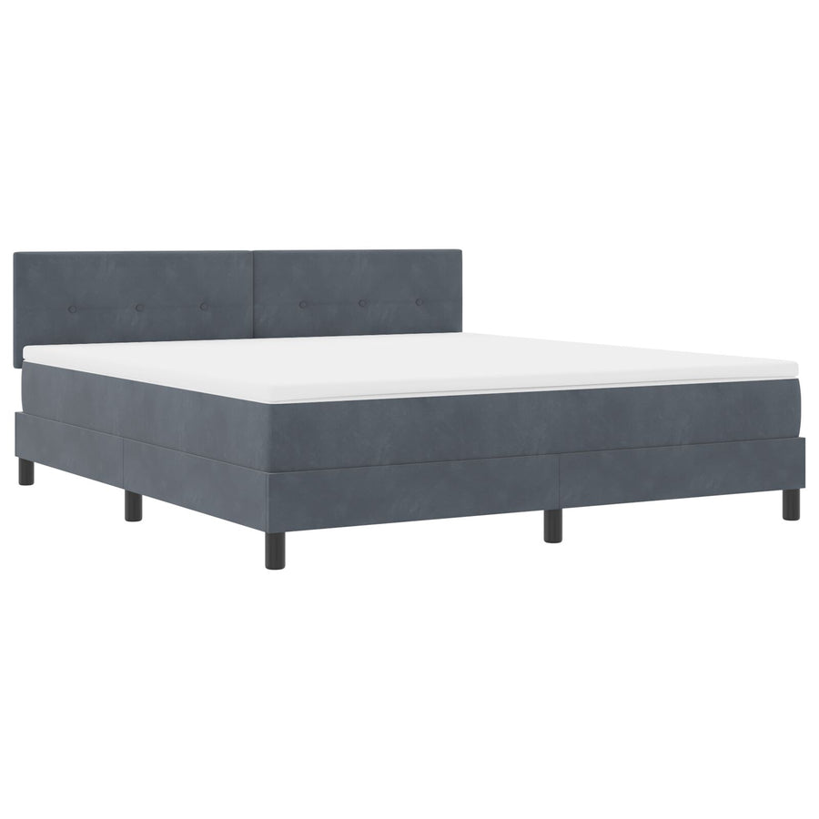 Boxspring Bed Met Matras Donkergrijs Super King Fluweel Blauw