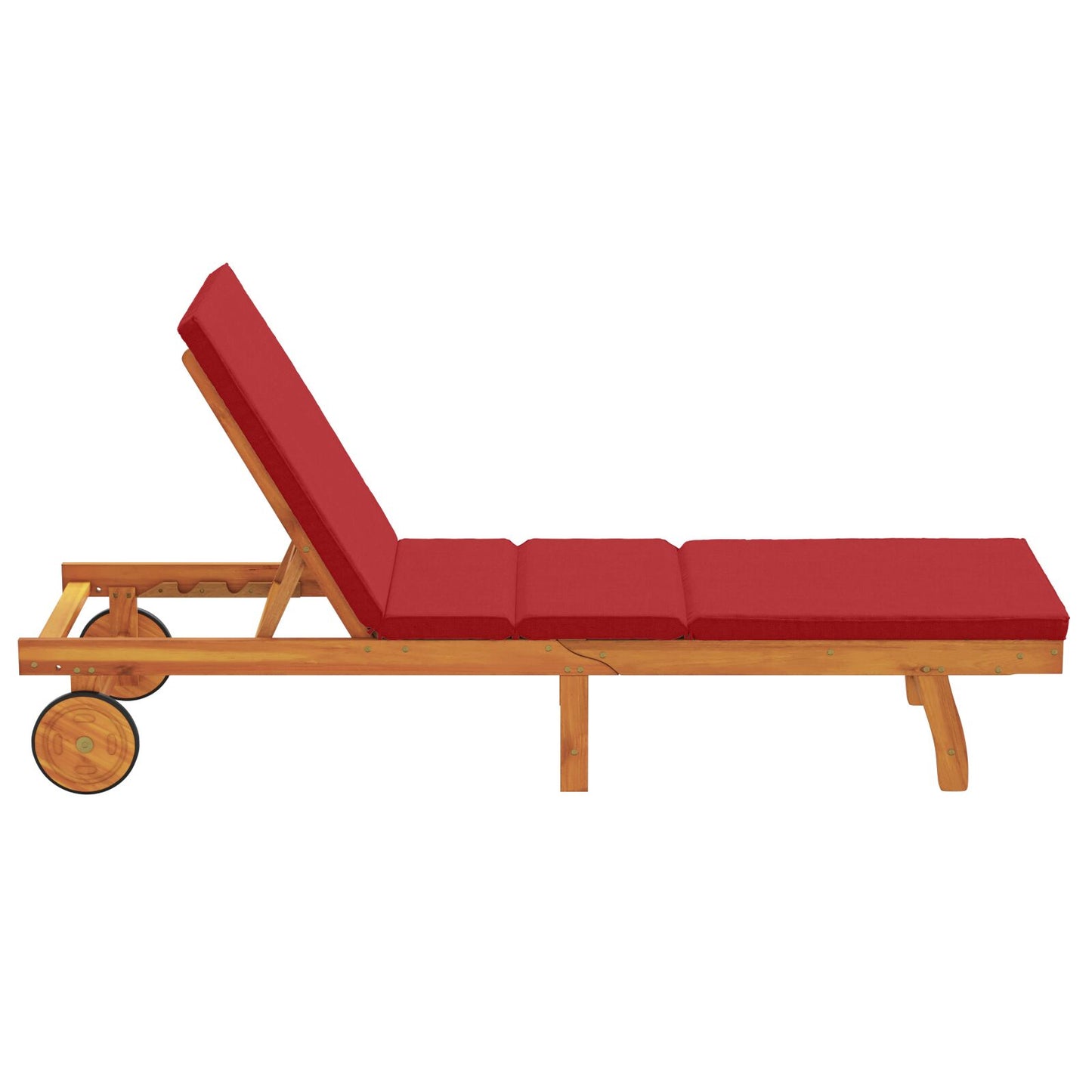 Met Wielen En Kussen - Massief Hout 1 Rood Zonnebank