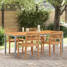 Tuin Tafel Massief Acaciahout En Metaal 200 x 90 x 75 cm Natuur en grijs