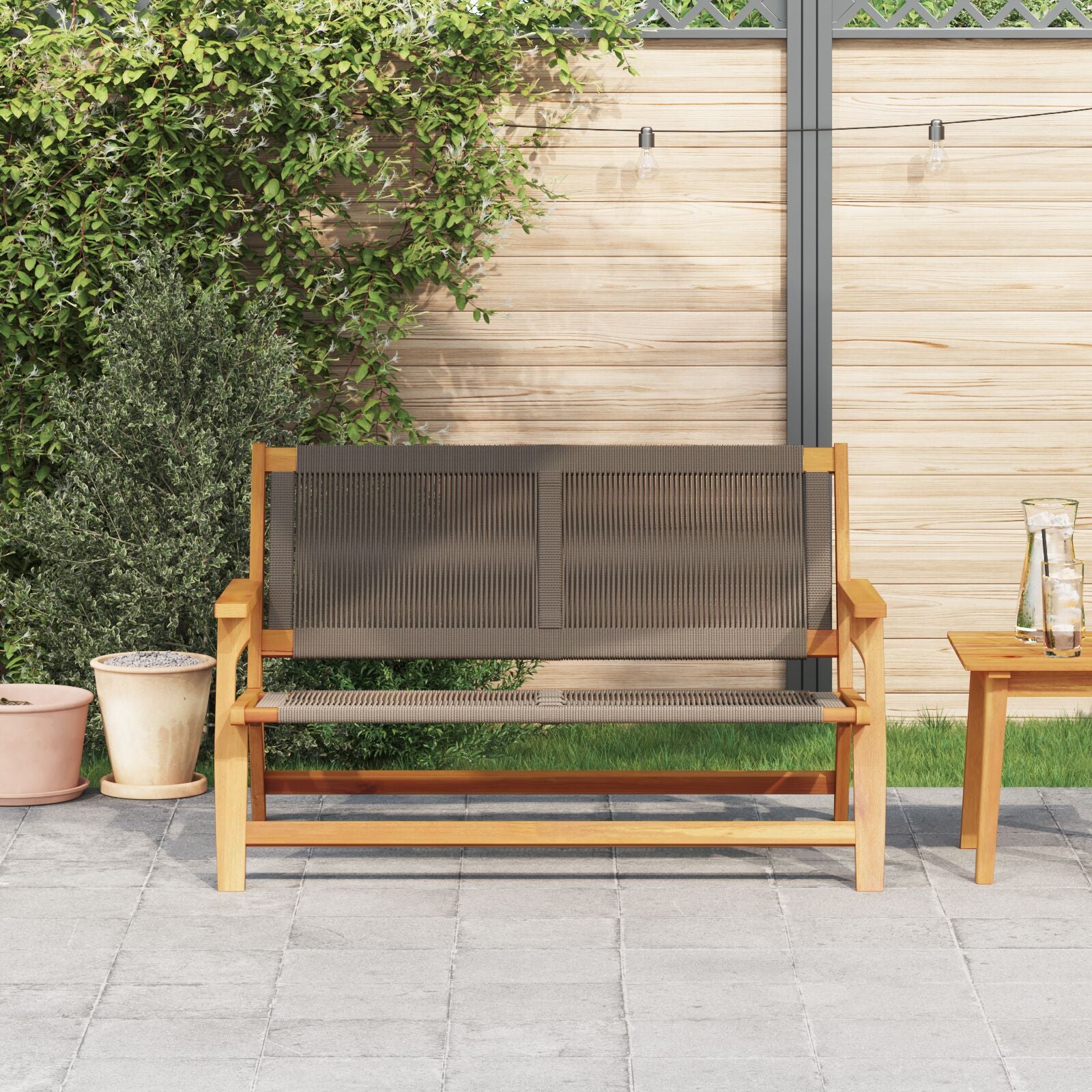 Tuin 76X122X73 Cm Massief Acaciahout Grijs Bank