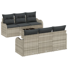 7-Delige Tuin Sofa Set Met Kussens Lichtgrijs Poly Rattan