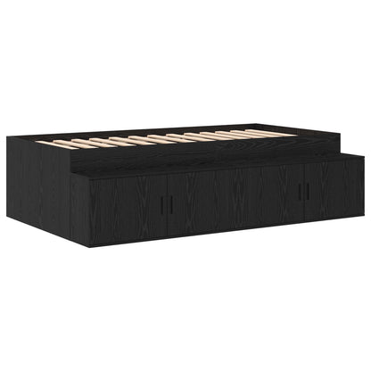 Opslagbedframe Zwart Eiken 80X200 Cm