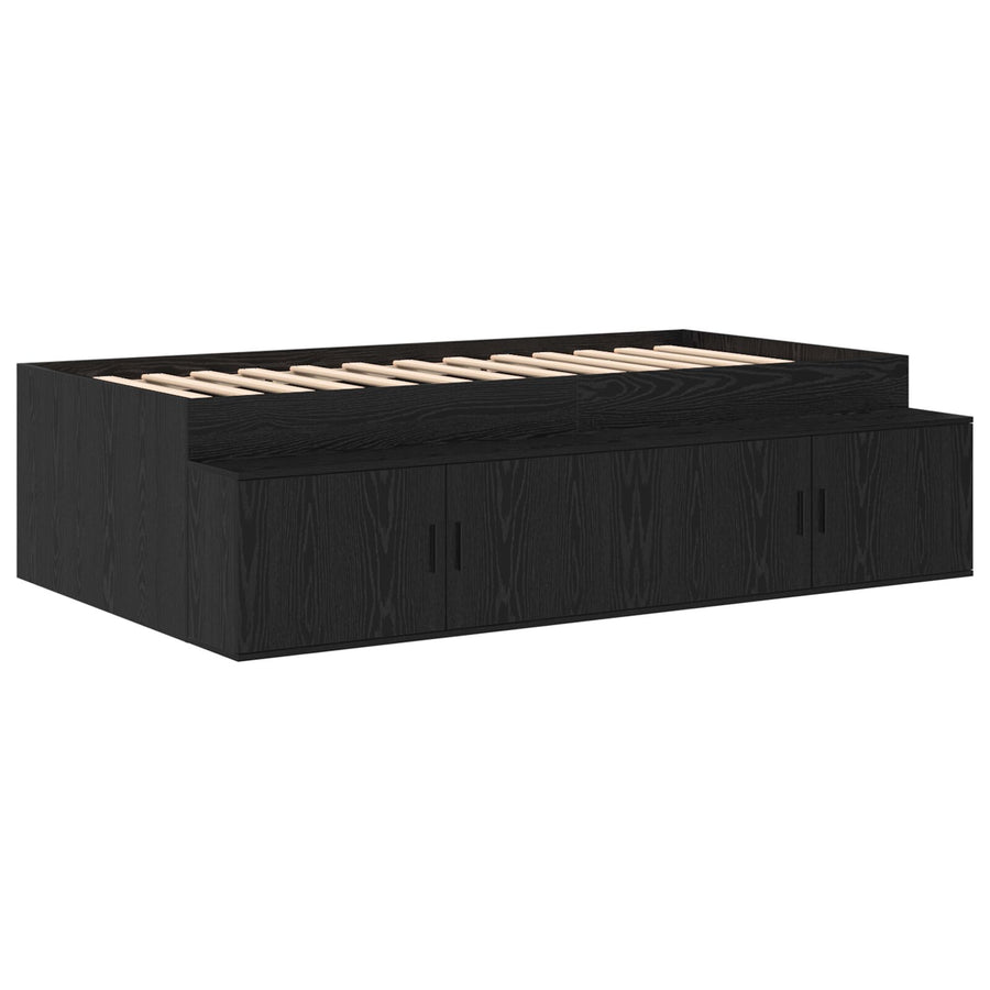 Opslagbedframe Zwart Eiken 80X200 Cm