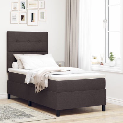 Boxspringbed Met Matras Stof Donkerbruin 90 x 200 cm Knopen tufted