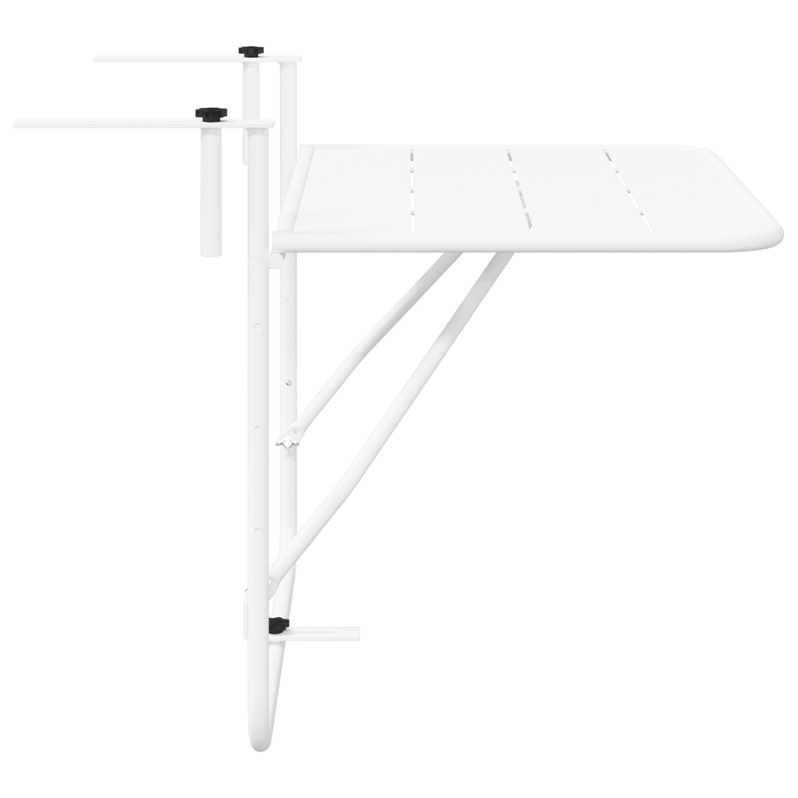 Hangende Balkon Tafel Opvouwbaar 60X40 Cm Staal Wit Lattenontwerp