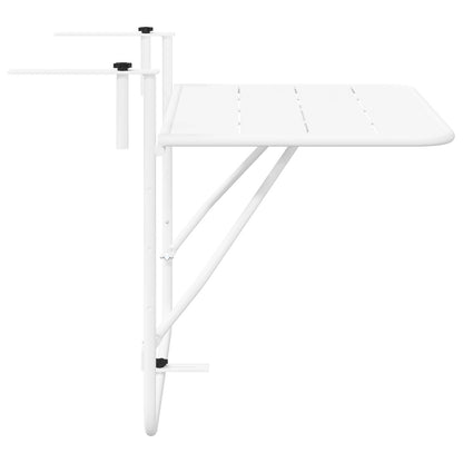 Hangende Balkon Tafel Opvouwbaar 60X40 Cm Staal Wit Lattenontwerp