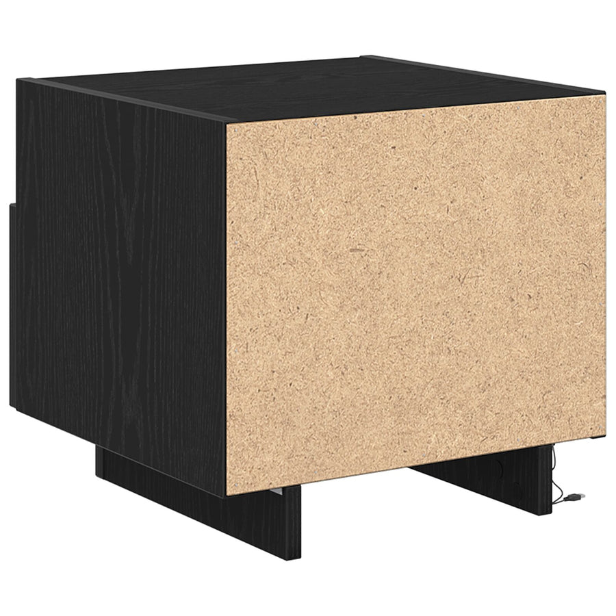 Nachtkastje Met Led-Verlichting 40X39X37 Cm 1 Zwart eiken