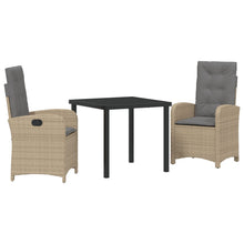 3-Delige Tuin Eet Set Met Kussens Beige Poly Rattan