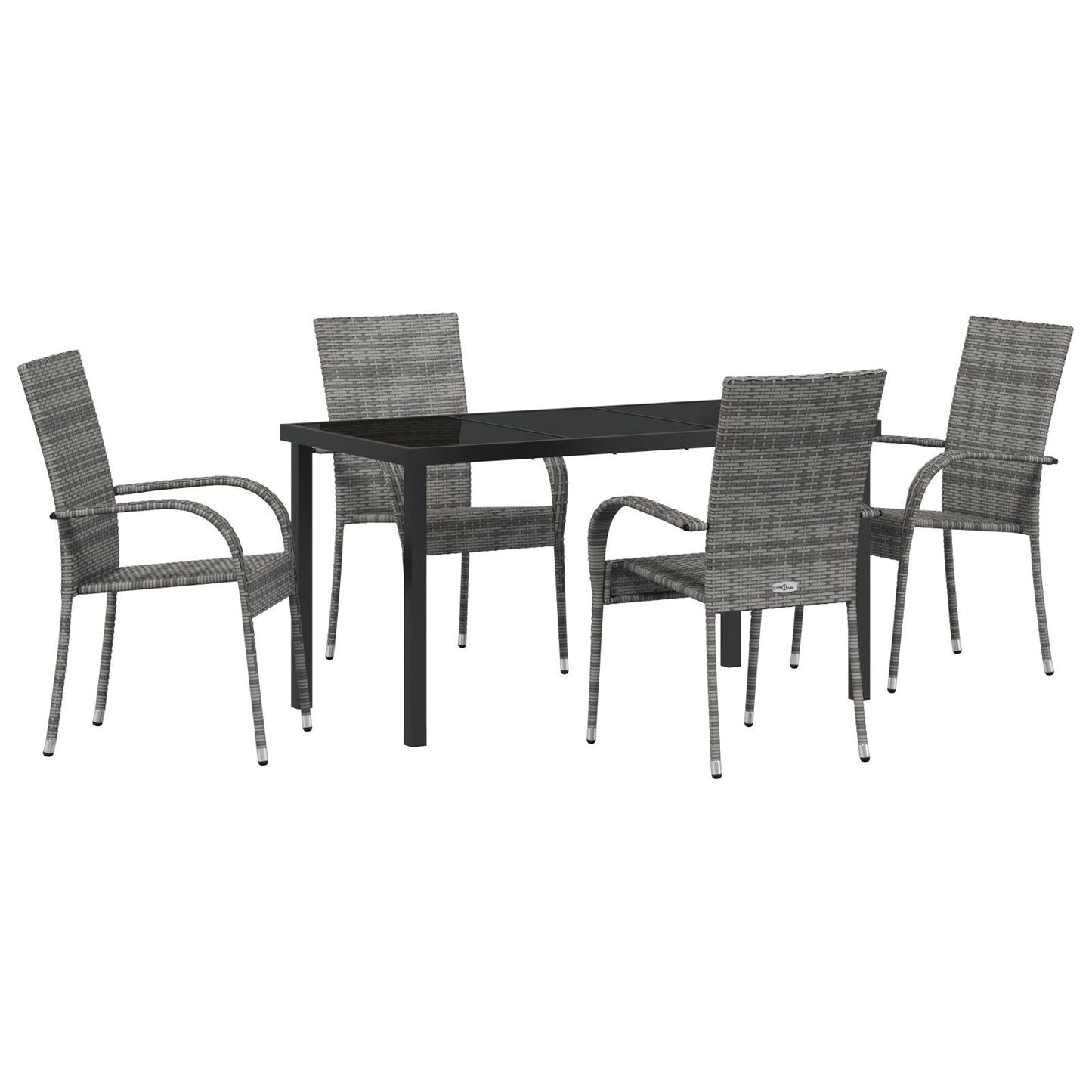 5-Delige Tuindining Set Grijs Poly Rattan