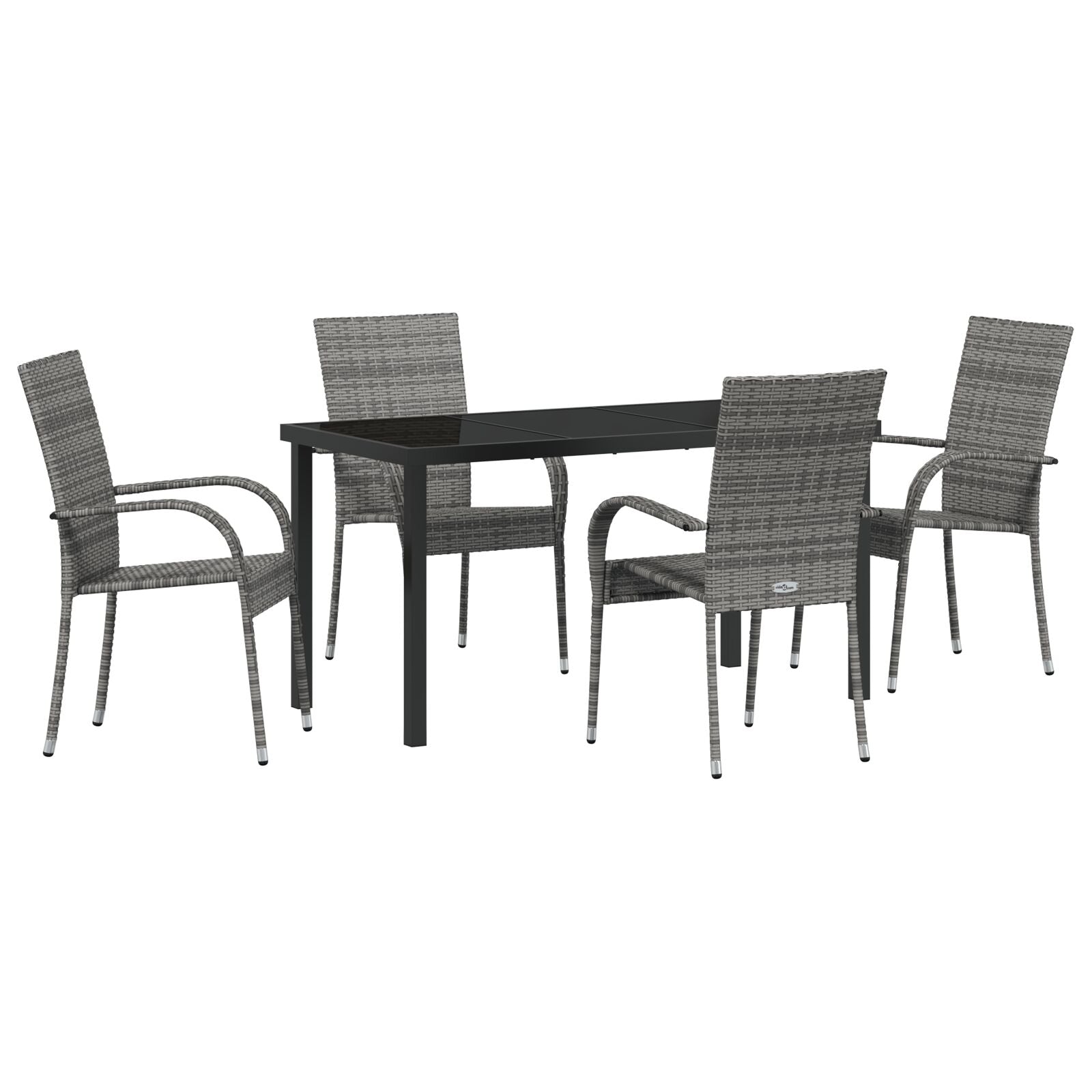 5-Delige Tuindining Set Grijs Poly Rattan