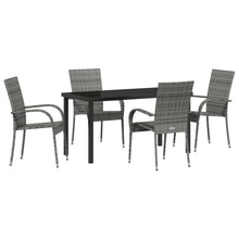 5-Delige Tuindining Set Grijs Poly Rattan