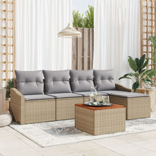 6-Delige Tuinbank Set Met Kussens Beige Poly Rattan Acacia