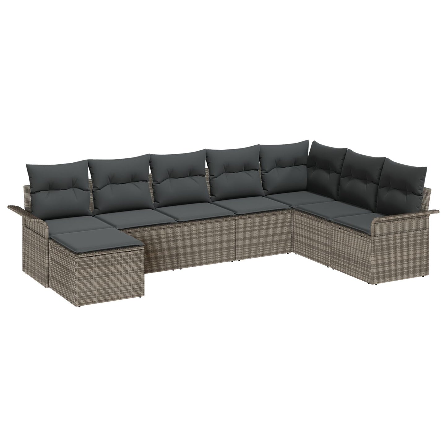 8-Delige Tuin Sofa Set Met Kussens Grijs Poly Rattan