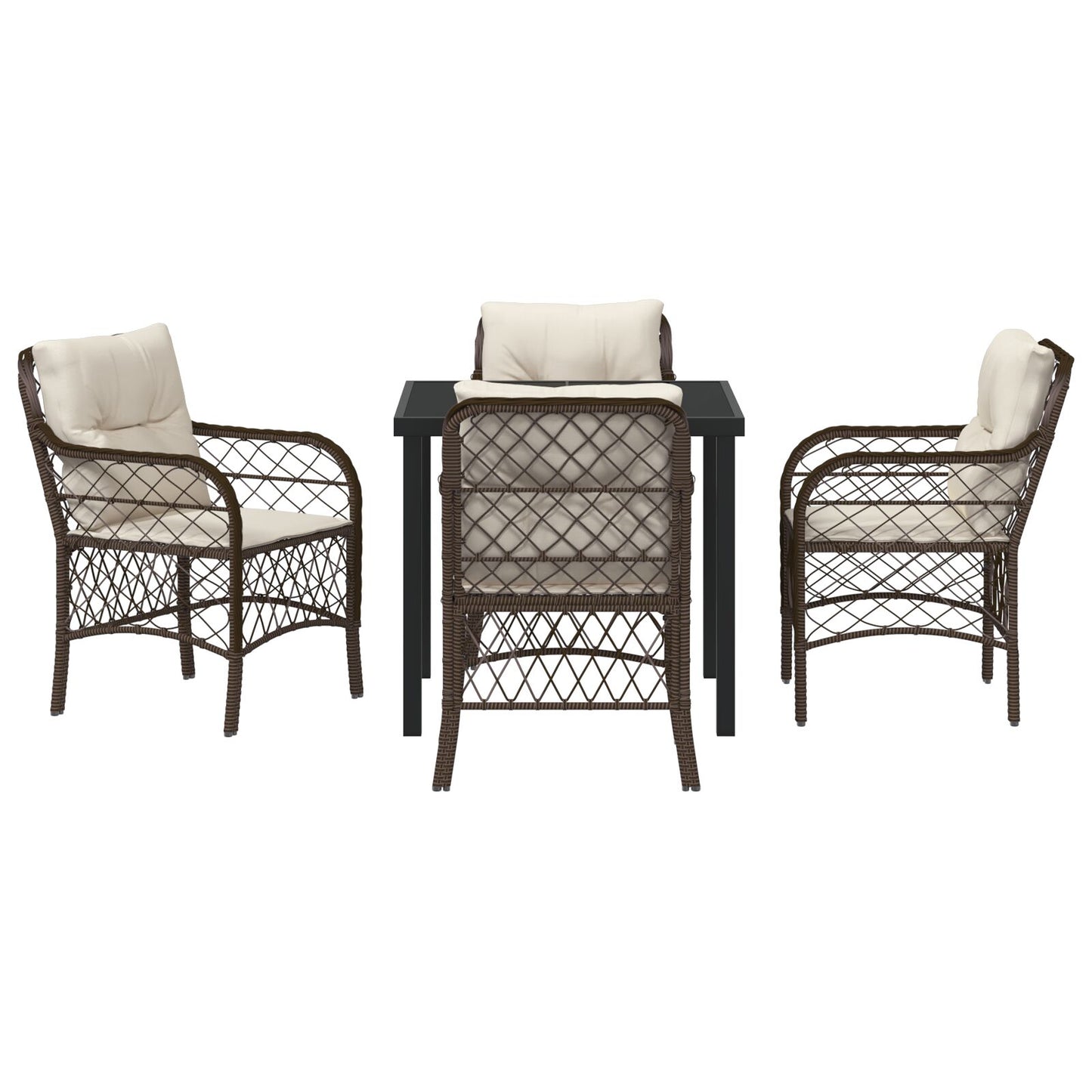 5-Delige Tuin Eetset Met Kussens Bruine Poly Rattan