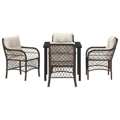 5-Delige Tuin Eetset Met Kussens Bruine Poly Rattan
