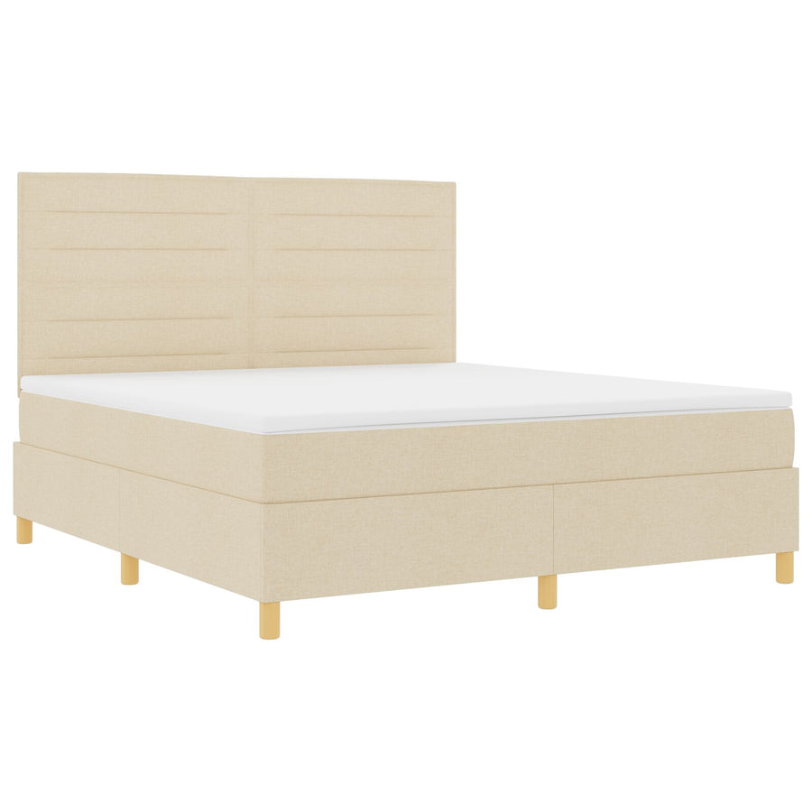 Boxspringbed Met Matras Crème Super King Stof Blauw