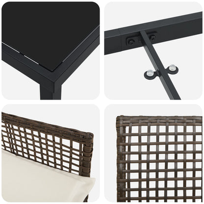 7-Delige Tuin Eetset Met Kussens Bruin Poly Rattan