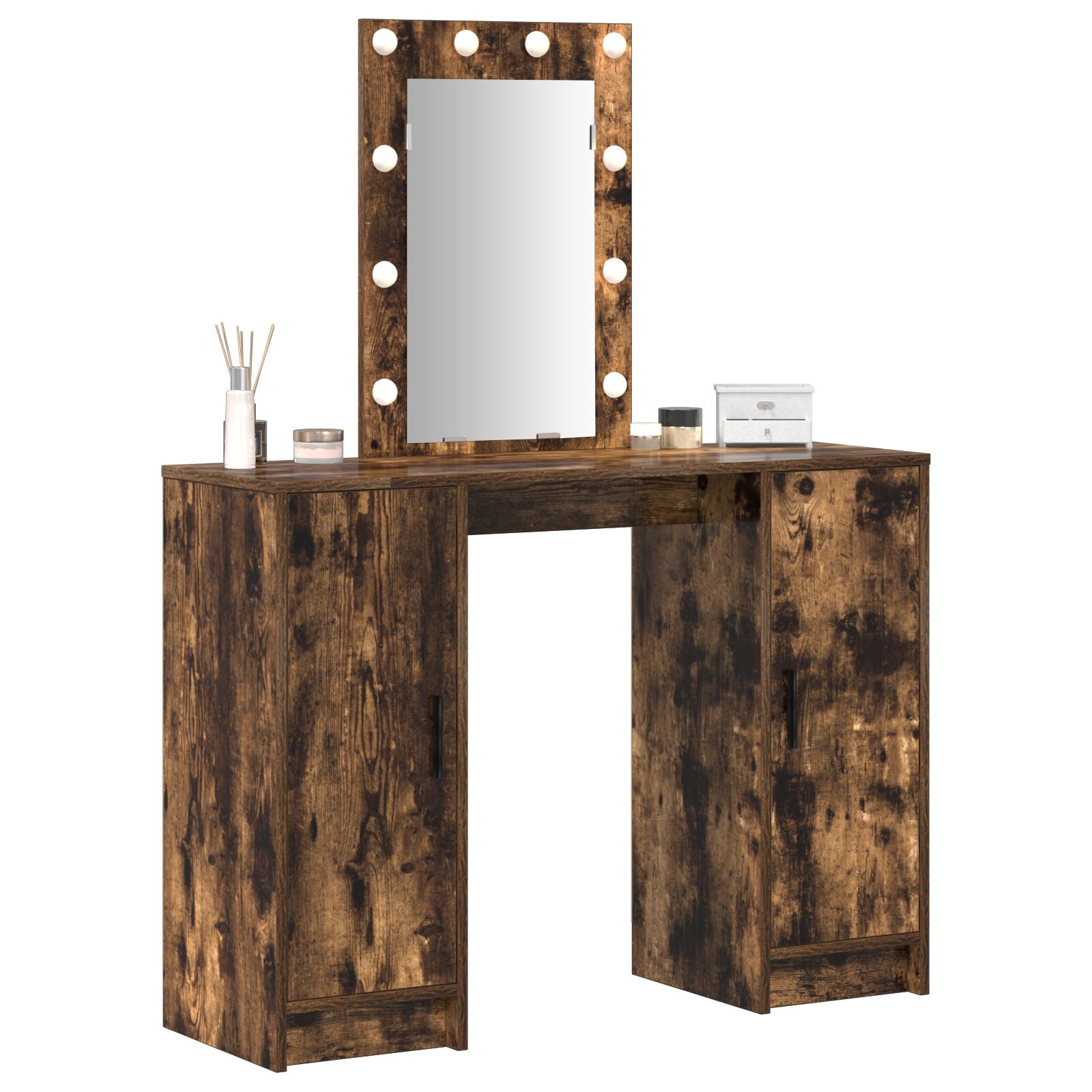 Kaptafel Met Led Verlichting 102X33X135 Cm Gerookt eiken
