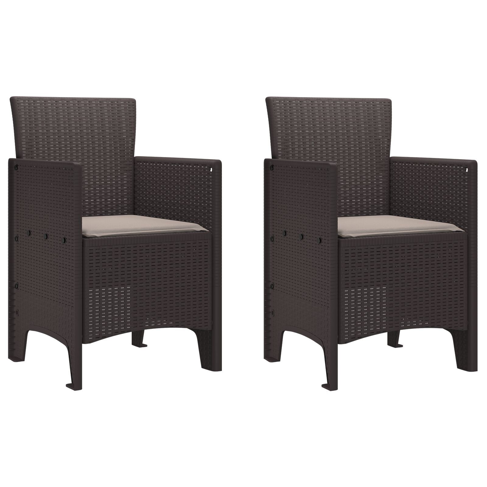 Tuinstoelen Met Kussens Set Van 2 , Plastic, Polyester Taupe Bruin