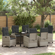 7-Delig Tuin Dinerset Met Kussens Lichtgrijs Poly Rattan
