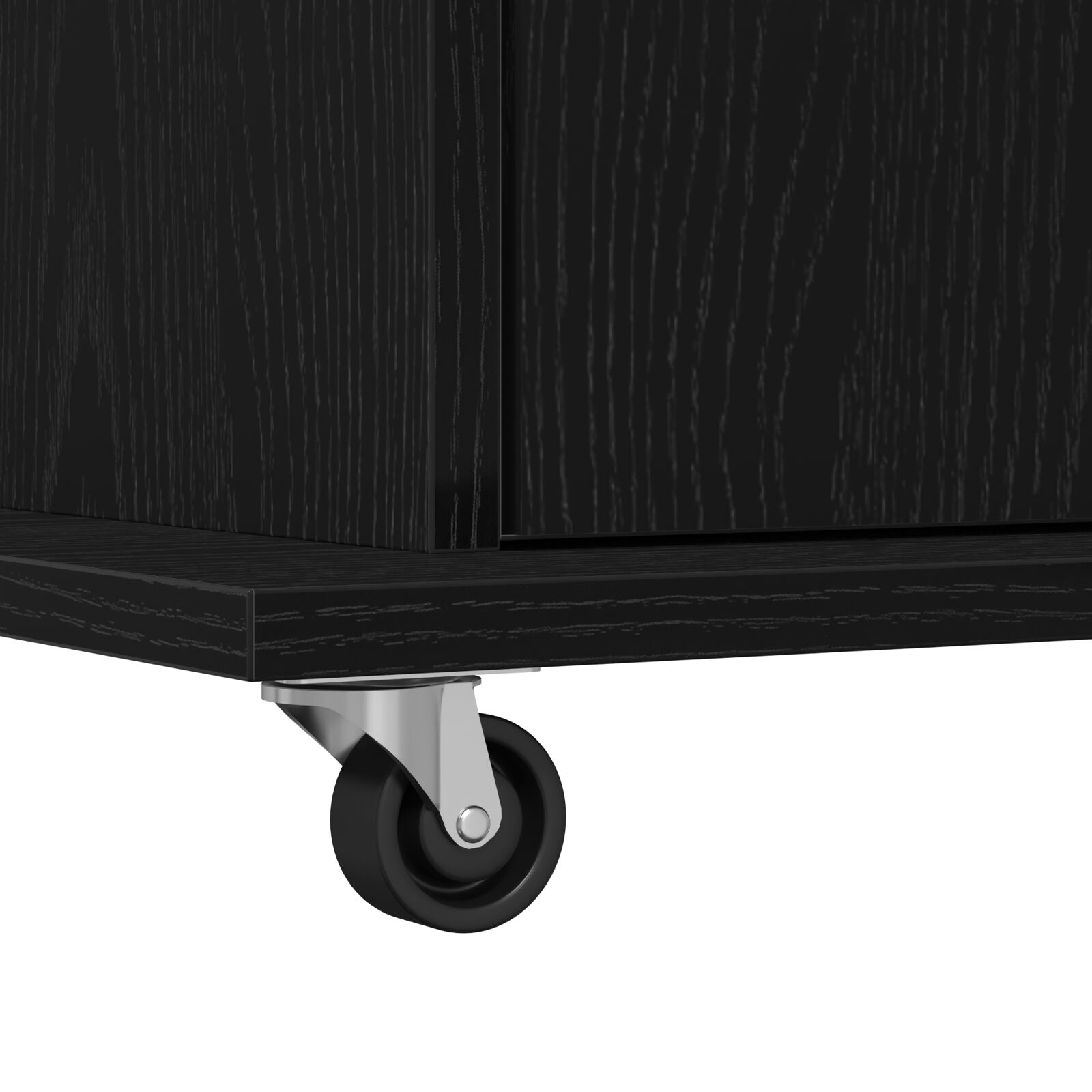Lectern Podium Met Wielen Zwart Eiken Hout