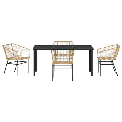 5-Delige Tuin Eetset Bruin Poly Rattan