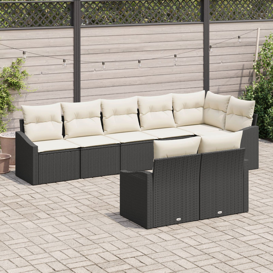 Tuin Sofa Set Set Van 8 Zwart Riet Tuin Sofa Set Rechthoekig