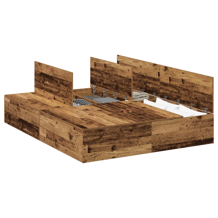 Opslagbedframe Oud Hout Oude Hout 135 x 190 cm
